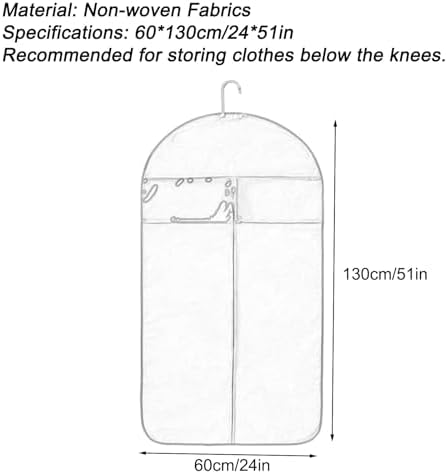 5 Pcs Non-Woven Fabrics Suit Cover Bags, Garment Bags for Hanging Clothes, Suit Bags for Closet Storage, with Transparent Window, Breathable(Blue,60 * 130cm/24 * 51in) - Image 2