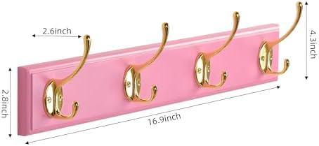 Wall Mount Bamboo Coat Rack, 17 Inch, 4 Double Hooks,2 Pack, White - Image 4
