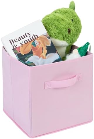 Life Hacks Fabric Storage Bins 8 Pack 13 inch Foldable Storage Cubes with Reinforced Handles Fun Colored Durable Cube Storage Bin for Home, Playroom, Closet Organizers and Storage, Pink - Image 4