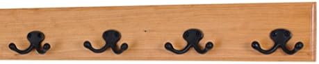 PegandRail Solid Cherry Wall Mounted Coat Rack - Oil Rubbed Bronze Double Style Coat Hooks - Made in The USA (Natural, 20" x 3.5" with 4 Hooks) by PEG+AND+RAIL