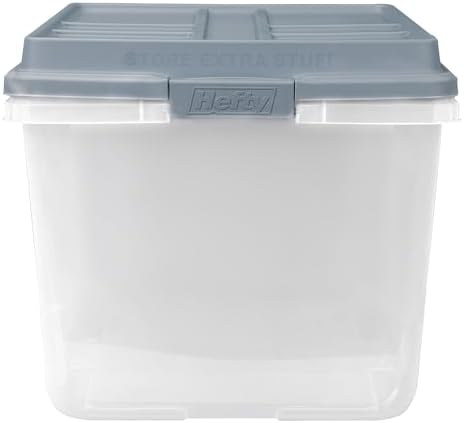 Hefty HI-RISE Stackable Storage Bins - Under Bed Storage Containers with Lids, Shoe Organizer, Plastic Storage Bins, Clear Shoe Boxes with XL Lid-Locking Latches, Durable Double Rim - 72qt (6 Pack) - Image 4