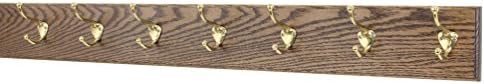 PegandRail Oak Wall Mounted Coat Rack with Solid Brass Hooks 4.5" Ultra Wide (Walnut, 41" x4.5 with 8 Hooks) by PEG+AND+RAIL