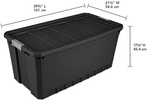 Sterilite 12-Pack Plastic Storage Bins with Lids, Stackable Containers, 50 Gallon, Black - Image 2