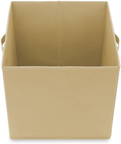 Casafield Set of 12 Collapsible Fabric Cube Storage Bins, Sandy Beige - 13" Foldable Cloth Baskets for Shelves, Cubby Organizers & More - Image 4