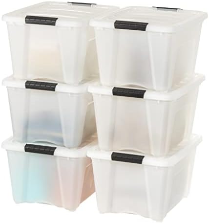 IRIS USA 6-Pack 32 Quart Storage Bins with Lids, Pearl by IRISUSA
