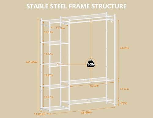HOMIDEC Wardrobe Closet,Portable Clothes Rack with 4 Tiers Shelves - Image 3