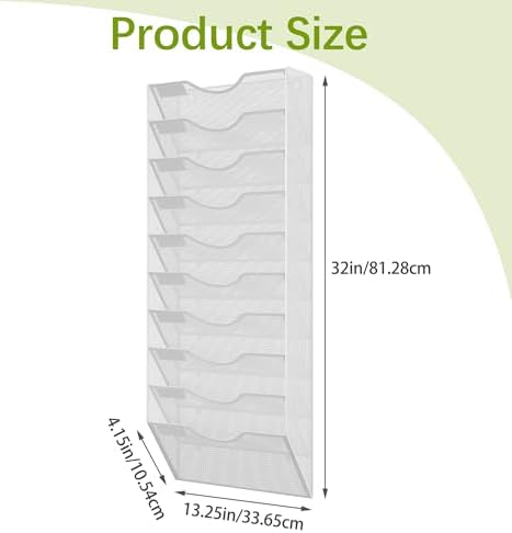 EasyPAG 10 Pocket Mesh Wall File Organizer, Hanging Paper Folder Holder with Classify Label, Vertical Wall Mount Mail Organizer for Office Home Classroom, White - Image 4