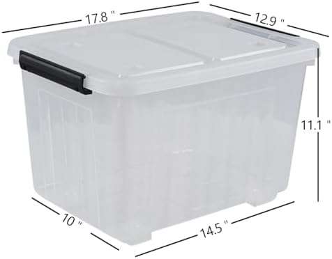 Wekioger 4 Pack Plastic Storage Box on Wheels, 32 Quart Latch Container Bin - Image 3