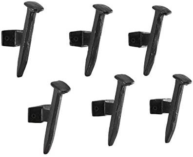 Cast Iron Industrial Railway Nail-Head Decorative Wall Hook (Set of 6) | for Towels, Bags, Purses, Coats, Jackets, Scarves, Hats, Robes | Use in Entryway, Bedroom, Hallway, Bathroom, Kitchen - Black by DANYAB