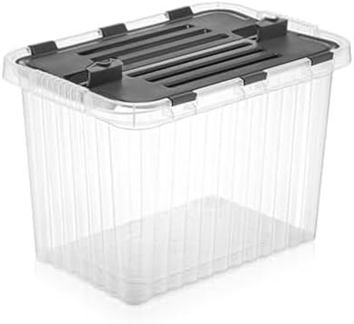 Superio Clear Storage Bin with attached Lid, 27.5 Quart Storage Box with Hinged lid by Superio