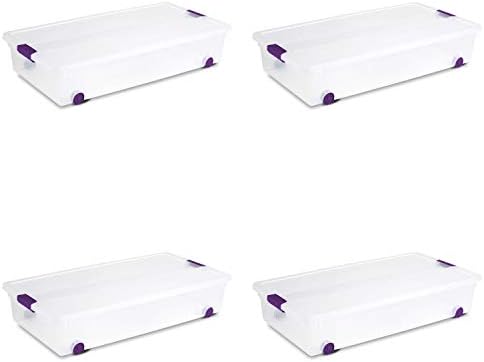 Sterilite ClearView Latch Wheeled Underbed Storage Boxes, 60 Quart, 4-Pack by Sterilite