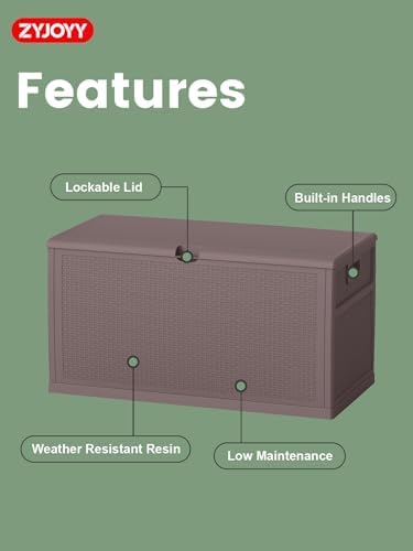 ZYJOYY 100 Gallon Waterproof Large Resin Deck Box, Indoor Outdoor Storage Box Lockabe, Outdoor Organization & Storage Deck Box with Lid for Patio Cushions, Garden Tools, UV Resistant - Image 4