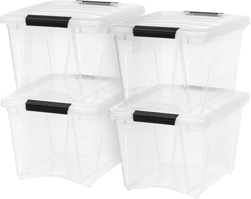 IRIS USA 4-Pack 19 Quart Storage Bins with Lids, Clear by IRISUSA