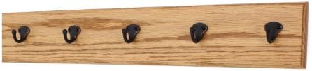 PegandRail Oak Wall Mounted Coat Rack with Aged Bronze Singular Style Hooks 4.5" Ultra Wide (Golden Oak, 25.5" x 4.5" with 5 Hooks) by PEG+AND+RAIL