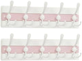 SKOLOO Coastal Wall Mounted Coat Rack-16.88" Beach House Entryway Wooden Coat Hook with 5 Hooks for Hanging Coats, Hats or Towels, Oceanfront Cottage Core Collection, White&Palm Beach Pink, Pack of 2 by SKOLOO