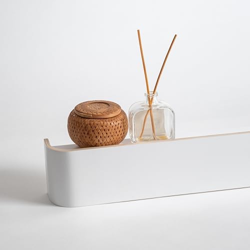 Kazai. Wall-Mounted Coat Rack 'Toke' - Modern Design Coat Rack with Hidden Wall Hooks - Solid Wood Veneer Panel Coat Hanger - White - Image 5