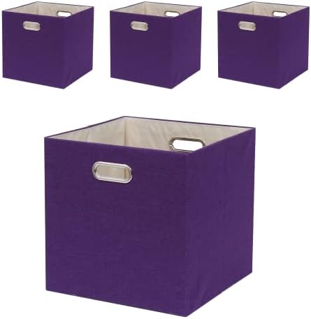 13x13x13 Inch Foldable Cube Storage Bins with Metal Handles, 4 Pack by Fboxac