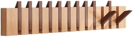 Coat Rack Wall Mount, Wooden Coat Rack, Piano Key Coat Rack, 12 Hooks Flip Down Wall Hook Rack, Beech and Beech by Unknown
