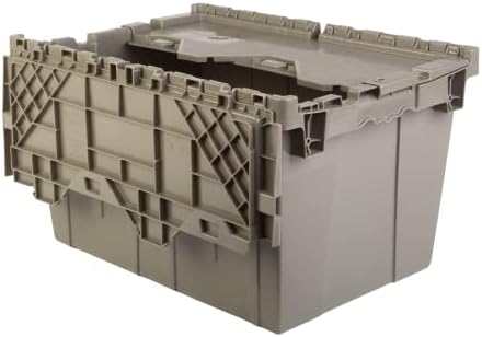 HE HUDSON EXCHANGE 21.9x15.2x12.8” (3 Pack, 12.7 Gallon) Tote with Attached Lid, Gray/Brown - Image 3