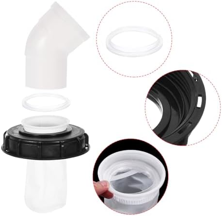 PATIKIL 45° IBC Lid Filter Cover 163mm Plastic Ton Barrel Cover with Washable Nylon Filter IBC Tote Hose Adapter IBC Tank Container for Rainwater Tank Rain Tank 1000L IBC Tank, Black White (Pack of 2) - Image 3
