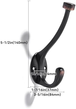 khtumeware The 10 Pack 5-1/2 inch Oil Rubbed Bronze Coat Hook Venetian mudroom Hooks is Suitable for bathrooms, Behind Doors, bedrooms, and is a Towel Robe Hooks for Both Household and Commercial use - Image 2