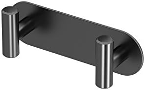 Gatco 1291MX Latitude II 2 Hook Double Robe Hook, Wall Mounted Hook for Bathroom Towels & Robes, 6.5 Inch W, Matte Black, Premium Brass by Gatco