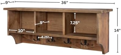 Alaterre Furniture Revive Wall Mounted Coat Rack, Natural, 36”x9”x14” - Image 3