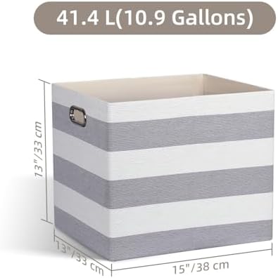 13 x 15 x 13 Inch Stripe Linen Storage Cube for Home Organizing, Pack of 4 - Image 2