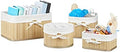 Relaxdays Set of Bamboo Storage Baskets, HxWxD: 17.5 x 32 x 23 cm, Set of 4 Bins for the Shelf or Closet, Natural Brown by Relaxdays