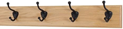 PegandRail Oak Coat Rack with Oil Rubbed Bronze Hat & Coat Style Hooks (Natural, 20" x 3.5" with 4 Hooks) by PEG+AND+RAIL