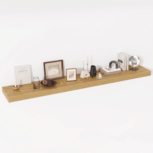 Acovy 72 Inch Floating Shelves, 12" Deep Floating Shelf Wall Mounted, 72" Wall Shelves, Rustic Deep Bookshelf, Extra Deeper & Thicker Display Shelves for Bedroom, Living Room, Set of 1 by Acovy