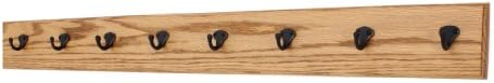 PegandRail Oak Wall Mounted Coat Rack with Aged Bronze Singular Style Hooks 4.5" Ultra Wide (Golden Oak, 41" x 4.5 with 8 Hooks) by PEG+AND+RAIL