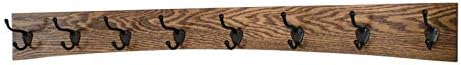 Oak Curved Back Wall Mounted Coat Rack - Bronze Hooks - Made in The USA (Walnut, 41" x 4.5" - 8 Hooks) by PEG+AND+RAIL
