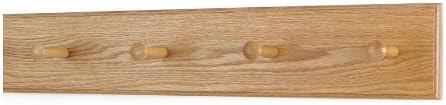 Solid Oak Xtra-Wide Shaker Peg Rack -Made in The USA - Natural Stain 23 x 4.5 Inches with 4 Pegs by PEG+AND+RAIL
