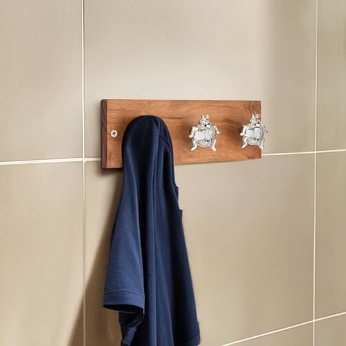 Rustic Wall Mounted Coat Rack with 3 Polished Nickel Turtle Hooks,Solid Wood Base, Hook Rail for Hats, Coats, Bags & Keys, Unique Nautical Organizer for Bathroom & Bedroom - Image 5