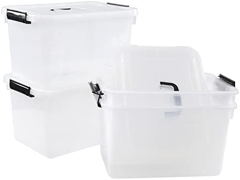 Zopnny 4-Pack Latching Storage Bins, Stackable Plastic Boxes, 10 L, Clear - Image 7