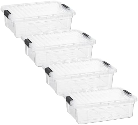 Superio 7.4 Quart Clear Plastic Storage Bin with Lid, Stackable Organizer Box, BPA-Free Storage Container for Home, Garage, School & Office, 4 Pack by Superio