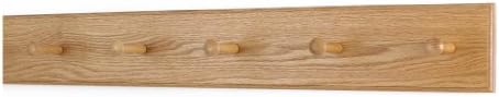 Solid Oak Xtra-Wide Shaker Peg Rack -Made in The USA - Natural Stain 29 x 4.5 Inches with 5 Pegs by PEG+AND+RAIL