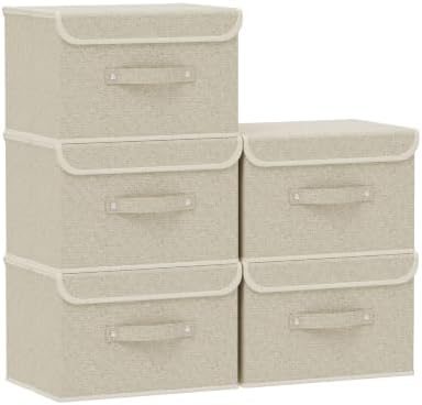 Storage Bins with Handles,Grey and Beige,10.2x7.9x6.7in,5 Pack by Unknown