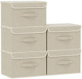 Storage Bins with Handles,Grey and Beige,10.2x7.9x6.7in,5 Pack by Unknown