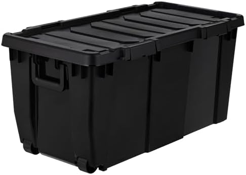IRIS USA 2-Pack 32 Gal Heavy Duty Rolling Storage Totes with lids, Black - Image 4