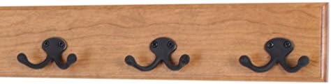 PegandRail Solid Cherry Wall Mounted Coat Rack - Oil Rubbed Bronze Double Style Coat Hooks - Made in The USA (Cherry,15" x 3.5" with 3 Hooks) by PEG+AND+RAIL