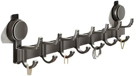 Metal Coat Hook Rail Suction Cup Door Rear Hook Perforation-Free Strong Load Bearing Hanging Rack Storage Wall(Seven Hooks) by Unknown