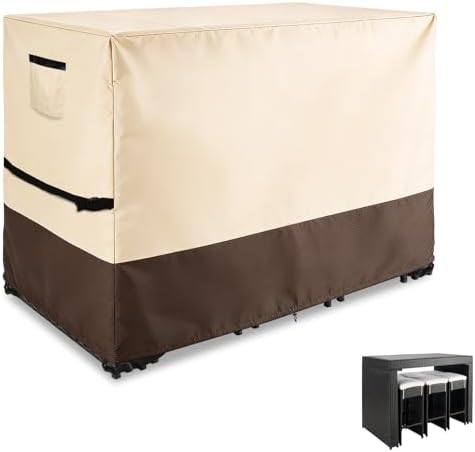 Outdoor Bar Height Dining Set Cover, 76"L x 34"W x 42"H Beige&Brown by Unknown