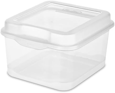 Sterilite FlipTop, Stackable Small Storage Bin with Hinging Lid, Plastic Container to Organize Desk at Home or Office, Clear, 36-Pack by Sterilite