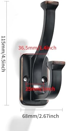 10 Pack 4-1/2inch Oil Rubbed Bronze Coat Hooks zinc Alloy venetian mudroom hooks, Strong Load-Bearing for Bedroom Entrance wall, Hanging Clothes Hanger Behind the Door, Bathroom towel robe hooks - Image 2