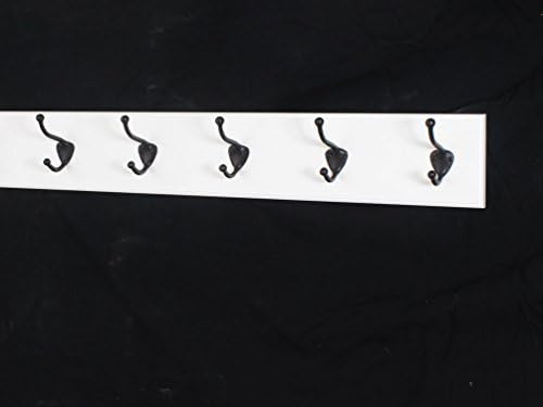 White Wall Mounted Coat Rack with Bronze Wall Coat Hooks 4.5" Ultra Wide (25.5" x 4.5" with 5 Hooks) by PEG+AND+RAIL