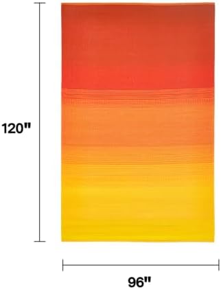 Fab Habitat Ombre Outdoor Rug - Waterproof, Fade Resistant, Crease-Free, Reversible - Premium Recycled Plastic - Patio Porch Balcony Deck - Big Sur Sunset - 8x10 ft - Image 2
