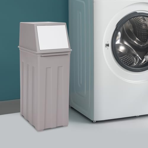 8 Gallon Trash Can,Large Capacity Slim Trash Can with Hinged Flap Cover, Floorstanding Tall and Narrow Trash Bin, Indoor/Outdoor Waste Can for Living Rooms, Kitchens, Balconies, Patios (Grey) - Image 5