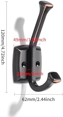10 Pack 4-3/4 inch Oil Rubbed Bronze Coat Hooks, Wall Mounted with Screws Suitable for Hanging Keys, Bath Towel, Bags, Hats, etc. Square Zinc Alloy Venetian mudroom Hooks - Image 5